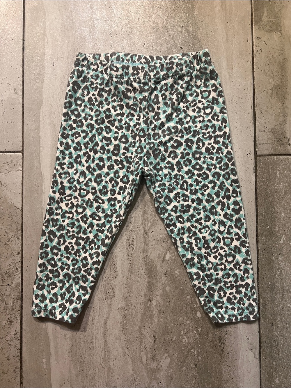 Kids Mint Leopard Print Stretch Leggings